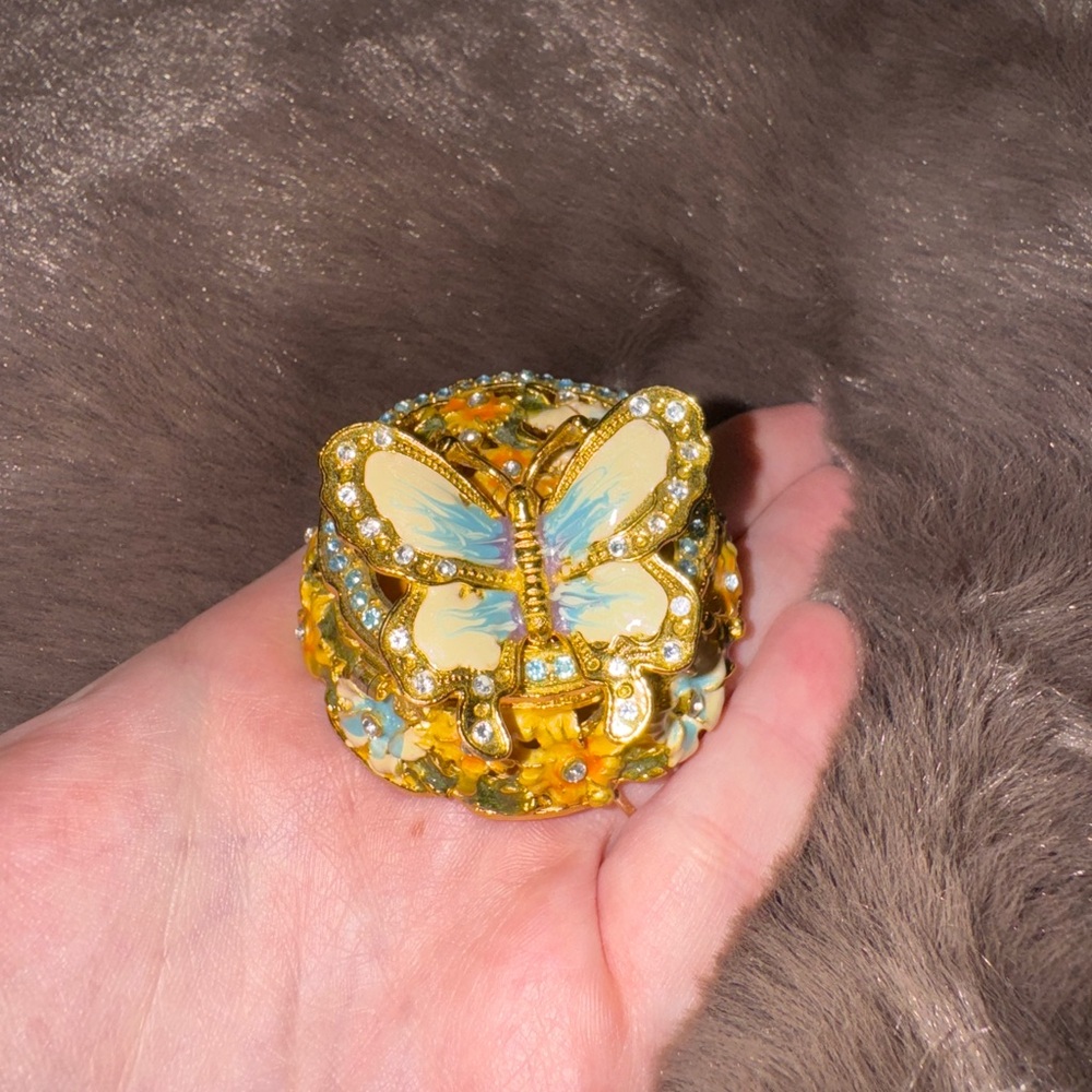 Butterfly Trinket Box with Gold Accents